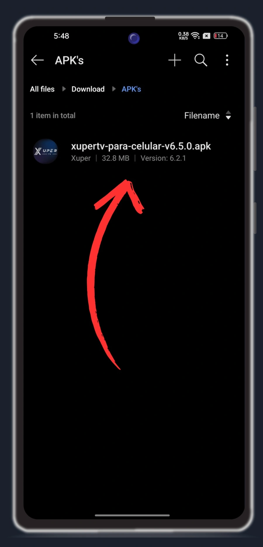 Xuper TV APK - Descargar para Android Última Versión 5 Localiza el Archivo APK